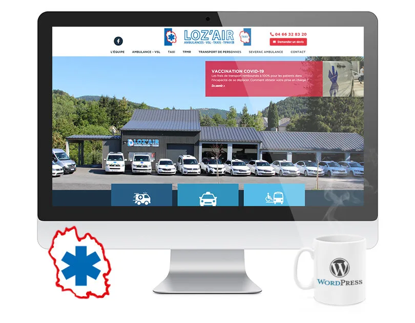 Mockup Site Loz'Air Ambulance situé à Banassac réalisé avec WordPress