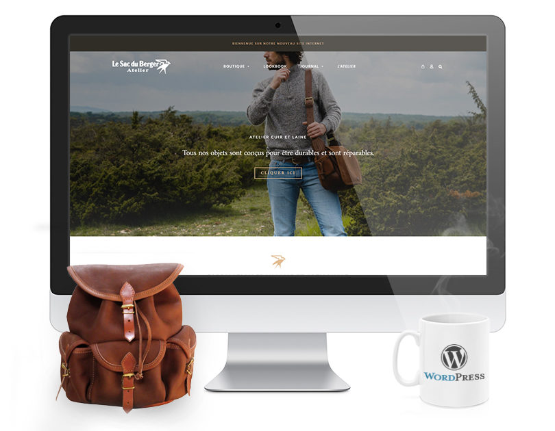Mockup Site Sac du Berger - site e-commerce réalisé avec WooCommerce et WordPress