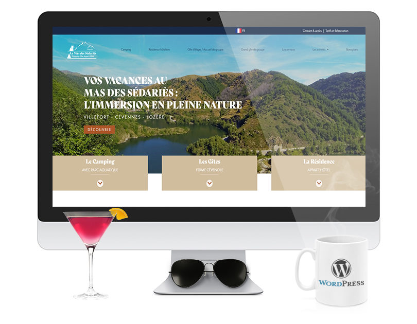 Mockup Site Camping Le Mas des Sédariès à Villefort en Lozère - site vitrine WordPress