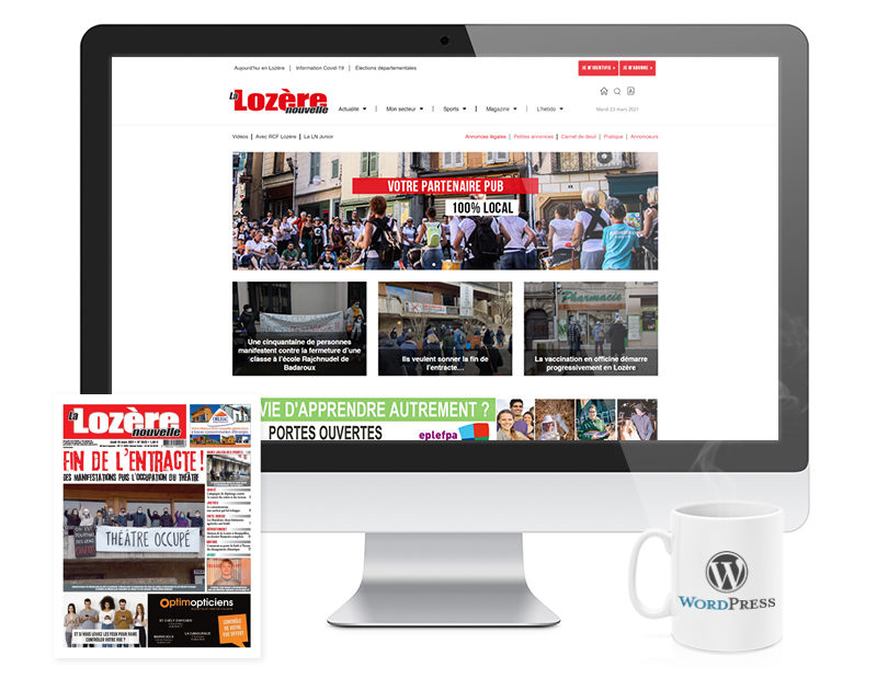 Mockup site Lozère Nouvelle titre de la PQR en Lozère