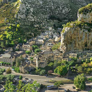 Vue aérienne Galets du Tarn - Biscuiterie de La Malène