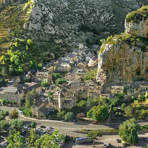 Vue aérienne Galets du Tarn - Biscuiterie de La Malène