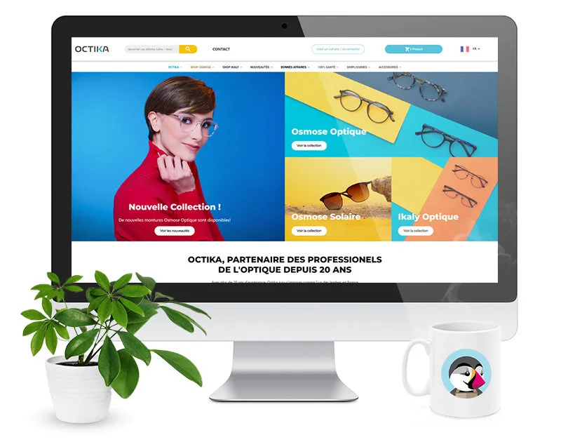 Mockup Site Octika fournisseur de montures pour lunettes