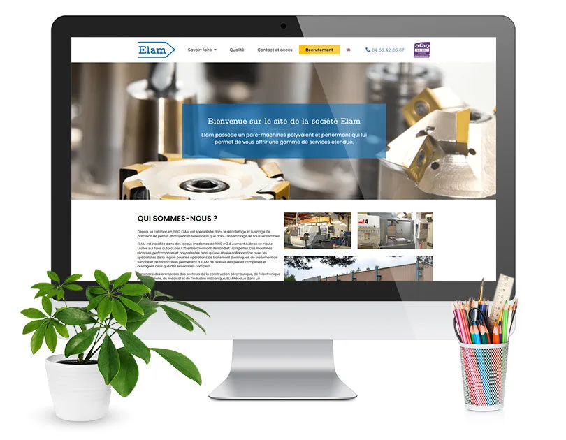 Mockup Elam : Entreprise Lozérienne d'Applications Mécaniques