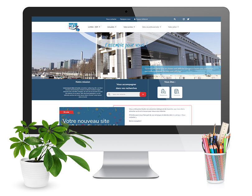 Mockup UNSA-CEFI : syndicat autonome du ministère des Finances