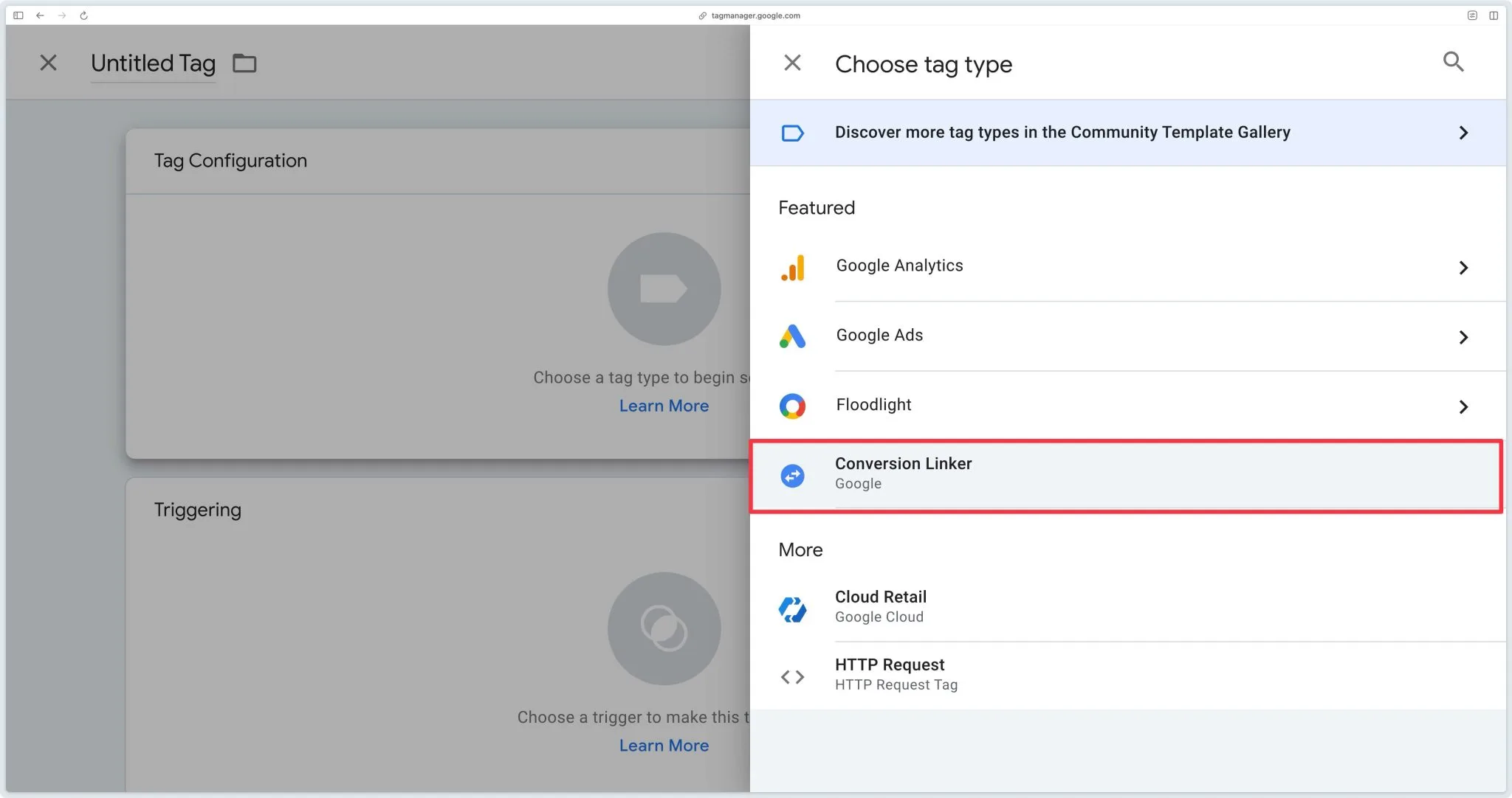 Configurer la balise Conversion Linker